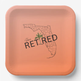 Zum Glück ermüdet Florida Map und Tropical Palm Tr Pappteller