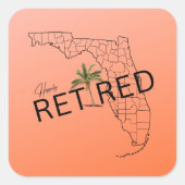 Zum Glück ermüdet Florida Map und Tropical Palm Tr Quadratischer Aufkleber (Vorderseite)