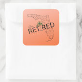 Zum Glück ermüdet Florida Map und Tropical Palm Tr Quadratischer Aufkleber (Tasche)