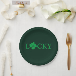 Zum Glück Green Clover Kleeblatt St. Patrick's Da Pappteller