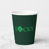 Zum Glück Green Clover Kleeblatt St. Patrick's Day Pappbecher (Rückseite)