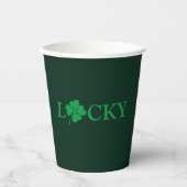 Zum Glück Green Clover Kleeblatt St. Patrick's Day Pappbecher (Vorderseite)