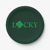 Zum Glück Green Clover Kleeblatt St. Patrick's Day Pappteller (Vorderseite)