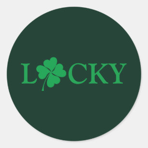 Zum Glück Green Clover Kleeblatt St. Patrick's Day Runder Aufkleber