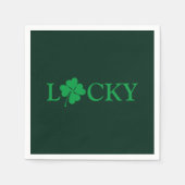 Zum Glück Green Clover Kleeblatt St. Patrick's Day Serviette (Vorderseite)
