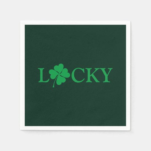Zum Glück Green Clover Kleeblatt St. Patrick's Day Serviette (Vorderseite)