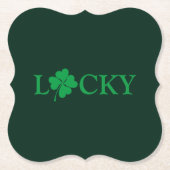 Zum Glück Green Clover Kleeblatt St. Patrick's Day Untersetzer (Vorderseite)