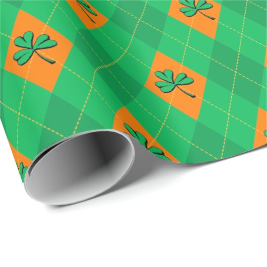 Zum Glück Green Clover Raute St. Patrick's Day Geschenkpapier (Rolleneckpunkt)