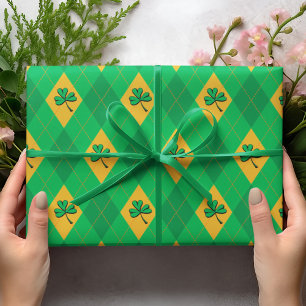 Zum Glück Green & Gold Clover Raute St. Patrick's  Geschenkpapier