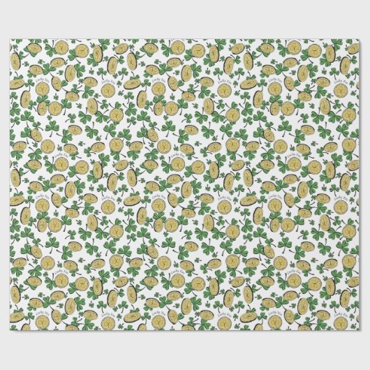 Zum Glück grüne Klee Gold Coins St Patrick's Day Geschenkpapier (Flach)