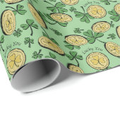 Zum Glück grüne Klee Gold Coins St Patrick's Day Geschenkpapier (Rolleneckpunkt)