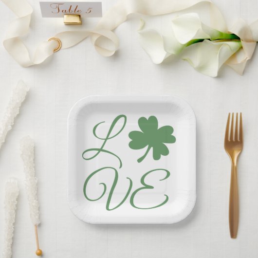 Zum Glück Grüne Kleeblätter St. Patrick's Day Pappteller (Hochzeit)
