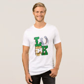 Zum Glück HorseShoe Green Gold St Patricks Day Tri-Blend Shirt (Vorderseite voll)