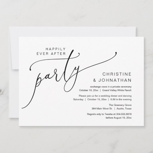 Zum Glück immer nach dem Party, Elopement Dinner D Einladung (Vorderseite)