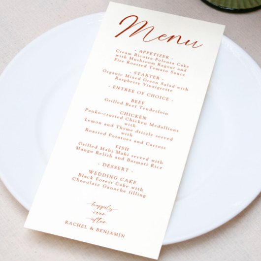 Zum Glück immer nach Hochzeiten Menü Elegant Boho Menükarte