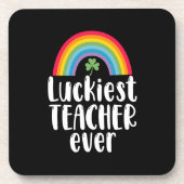 Zum Glück Lehrer je Schule Geschenk St Patricks Da Getränkeuntersetzer (Vorderseite)