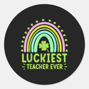 Zum Glück Lehrer je St Patricks Day Outfit Schoo Runder Aufkleber