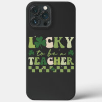 Zum Glück Lehrerin Groovy Retro St Patrick's Day