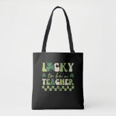 Zum Glück Lehrerin Groovy Retro St Patrick's Day Tasche (Vorderseite)