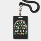 Zum Glück Lehrerin Rainbow St Patrick's Day Ausweis (Vorderseite mit Lanyard)