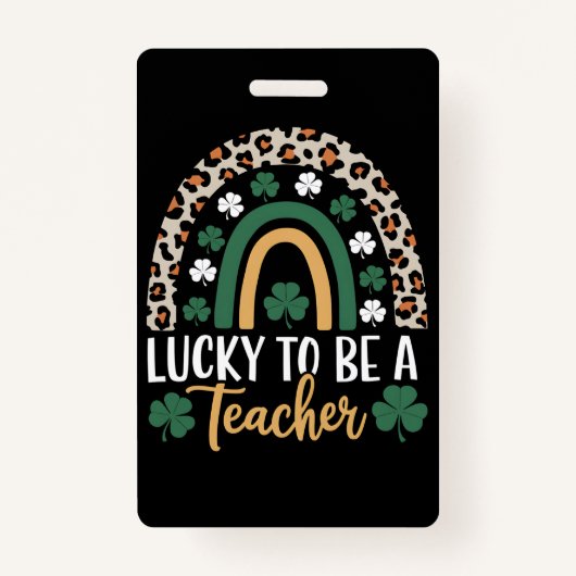 Zum Glück Lehrerin Rainbow St Patrick's Day Ausweis (Vorderseite)