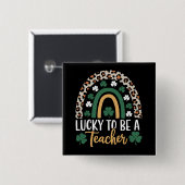 Zum Glück Lehrerin Rainbow St Patrick's Day Button (Vorne & Hinten)