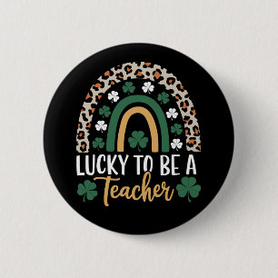 Zum Glück Lehrerin Rainbow St Patrick's Day Button