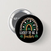 Zum Glück Lehrerin Rainbow St Patrick's Day Button (Vorne & Hinten)