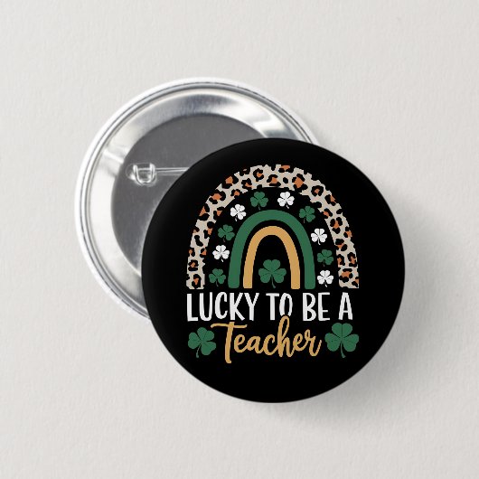 Zum Glück Lehrerin Rainbow St Patrick's Day Button (Vorne & Hinten)