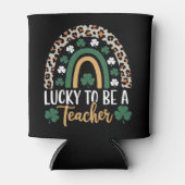 Zum Glück Lehrerin Rainbow St Patrick's Day Dosenkühler (Vorderseite)