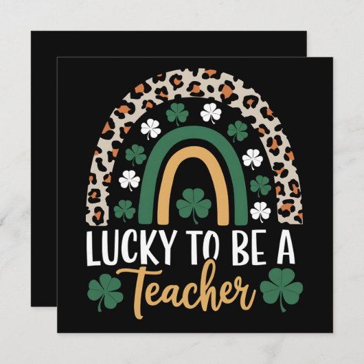 Zum Glück Lehrerin Rainbow St Patrick's Day Einladung (Vorne/Hinten)