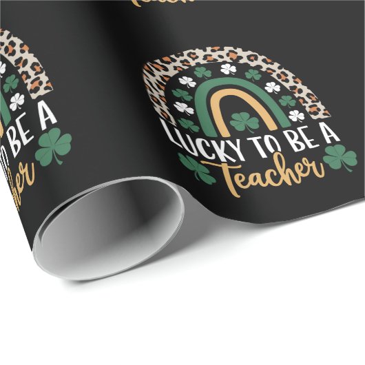 Zum Glück Lehrerin Rainbow St Patrick's Day Geschenkpapier (Rolleneckpunkt)