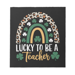 Zum Glück Lehrerin Rainbow St Patrick's Day Notizblock