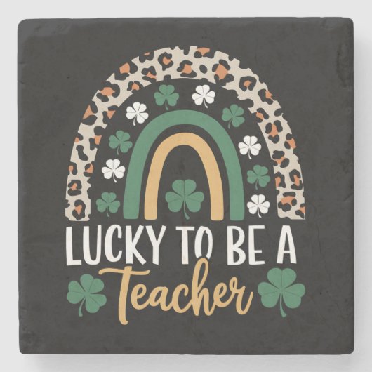 Zum Glück Lehrerin Rainbow St Patrick's Day Steinuntersetzer (Vorderseite)