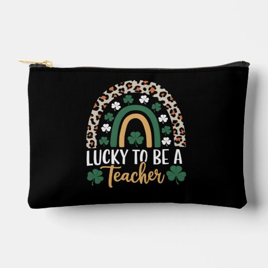 Zum Glück Lehrerin Rainbow St Patrick's Day Zubehörtasche (Vorderseite)