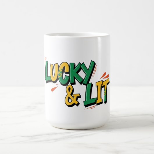 Zum Glück & Lit St. Patrick's Day Kaffeetasse (Mittel)