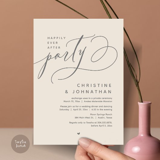Zum Glück nach dem Party, das moderne Hochzeitsess Einladung
