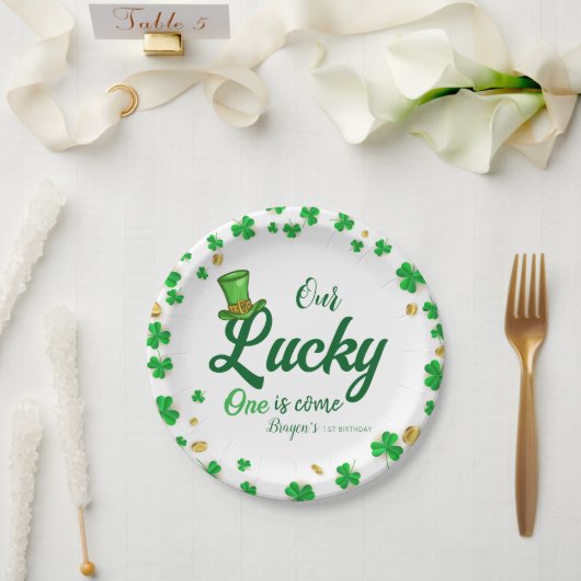 Zum Glück - St. Patrick's Day zum ersten Geburtsta Pappteller (Hochzeit)