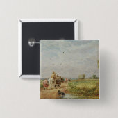 Zum Hayfield gehen, 1853 (Öl auf Millboard) Button (Vorne & Hinten)