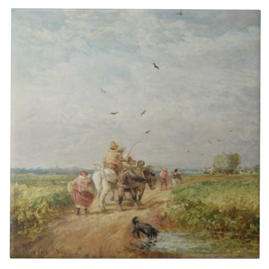 Zum Hayfield gehen, 1853 (Öl auf Millboard) Fliese (Vorderseite)