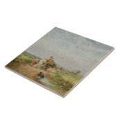 Zum Hayfield gehen, 1853 (Öl auf Millboard) Fliese (Seite)