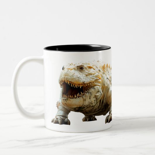 🦖 ☕️ zum Kaffee. Zweifarbige Tasse (Links)