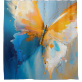 Zum Licht werden – Abstrakter Schmetterling in Bew Duschvorhang (Vorderseite)