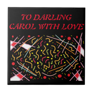 Zum Liebling Carol mit Liebe-Rot-Schwarz-Design Fliese