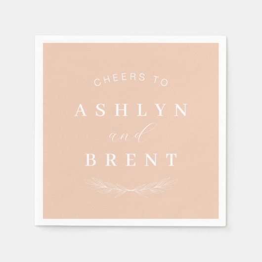 Zum Light Peach Wedding Cocktail Napkins Serviette (Vorderseite)