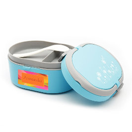 Zum Mittagessen: Rosa gelbe Magenta Etiketten