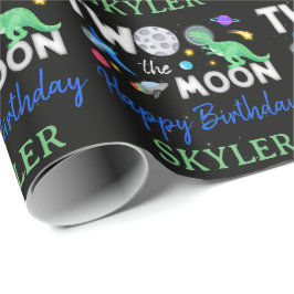 Zum Mond Dinosaurier Astronaut 2. Geburtstag Geschenkpapier