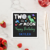 Zum Mond Dinosaurier Astronaut 2. Geburtstag Serviette (Beispiel)