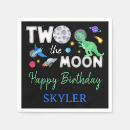 Zum Mond Dinosaurier Astronaut 2. Geburtstag Serviette