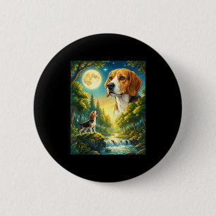 Zum Mond heulendes Meme-Tier Hund Beagle  Button